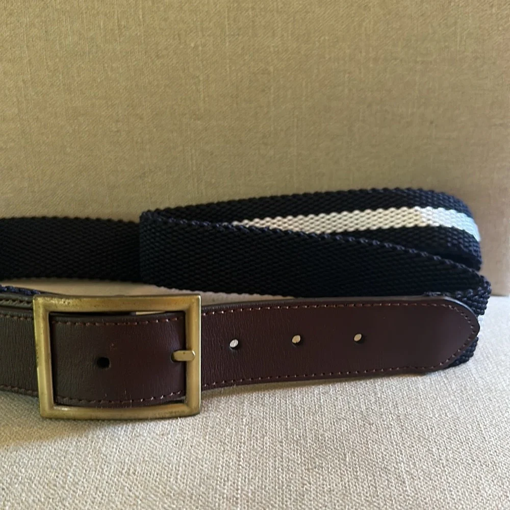 Charles Tyrwhitt Men’s Belt Woven Leather Navy Blue Brown Size 38
